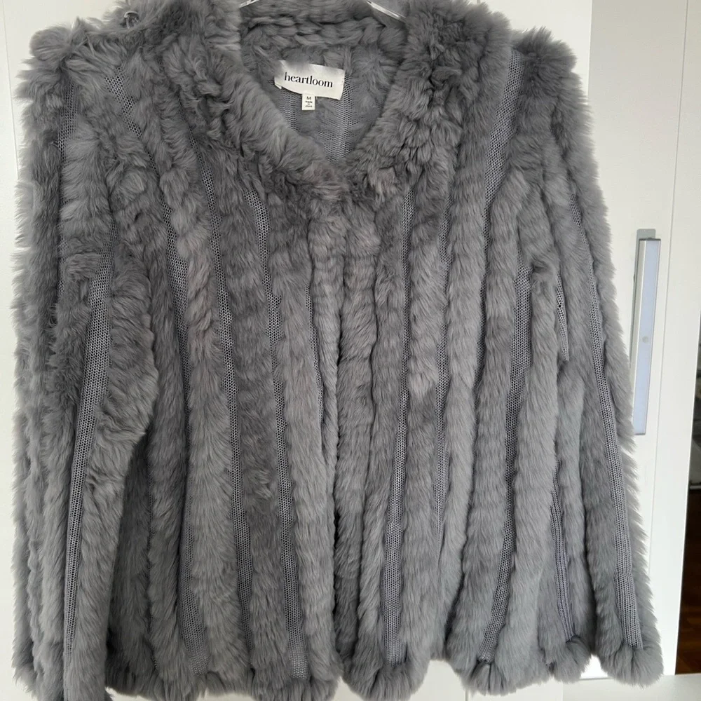 Heartloom Gray Plush Faux Fur Teddy Jacket - Picture 3 of 8